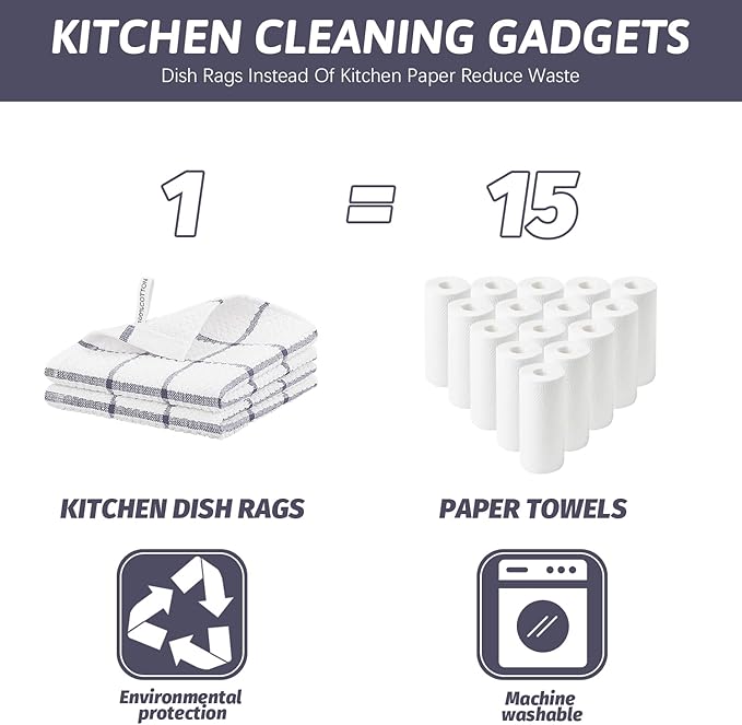 Niallant 20 Pcs Cotton Dish Cloths, Soft Drying Kitchen Rags, 12x12 Inches, Purple Plaid