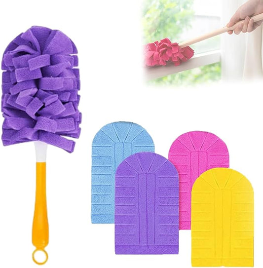 360° Electrostatic Duster Refills — The Sustainable Choice for a Dust-Free Home, Washable & Reusable, High-Density Microfiber (1 Handle + 4 Refills)