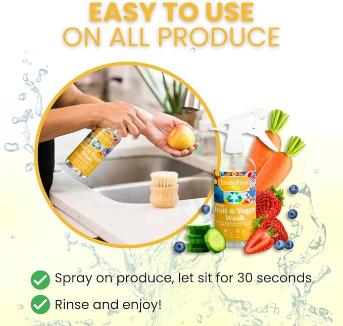 Truly Free Natural Fruit and Veggie Wash Kit - DIY Vegetable Washer & Fruit Cleanser - Pack of 3