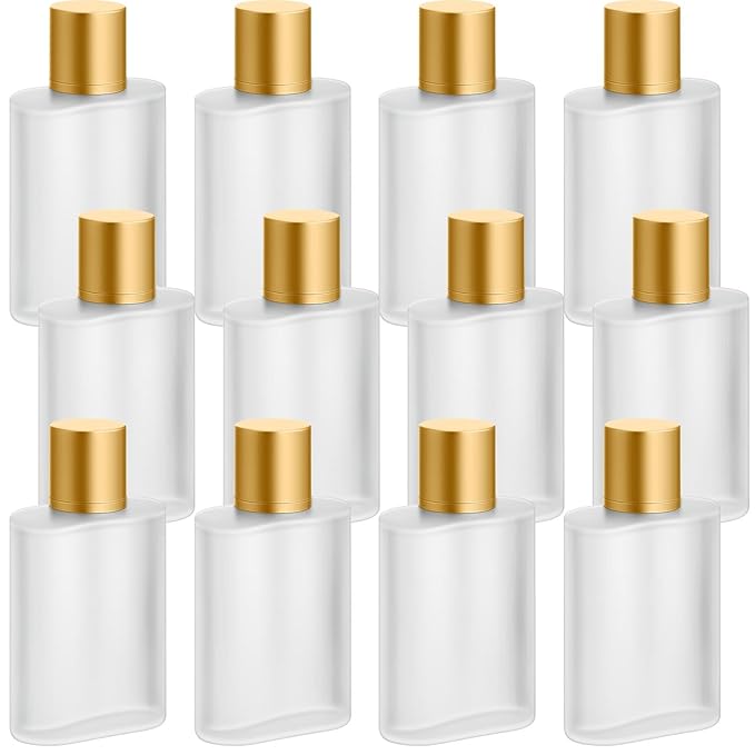 Tessco for you 6 Pcs 3.4 Ounces Perfume Bottles Empty 100ml Frosted Body Spray Glass Bottles Empty Refillable Atomizer Perfume Dispenser Fine Mist Atomizer Cosmetic Make up Container (Gold)