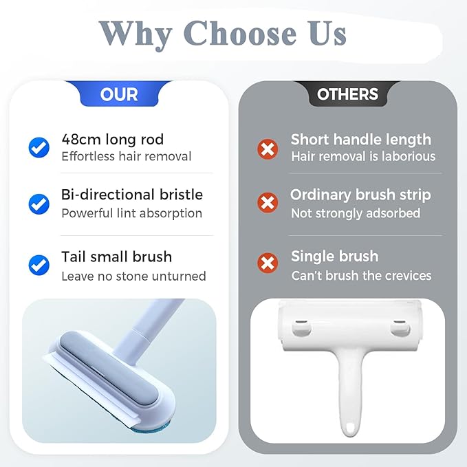 Multifunctional Pet Hair Remover, 2025 4 in 1 Washable Long Handle Cat and Dog Hair Removal Brush,Adjustable Lint Brush for Furniture, Couch, Carpet, Clothes and Laundry (2)