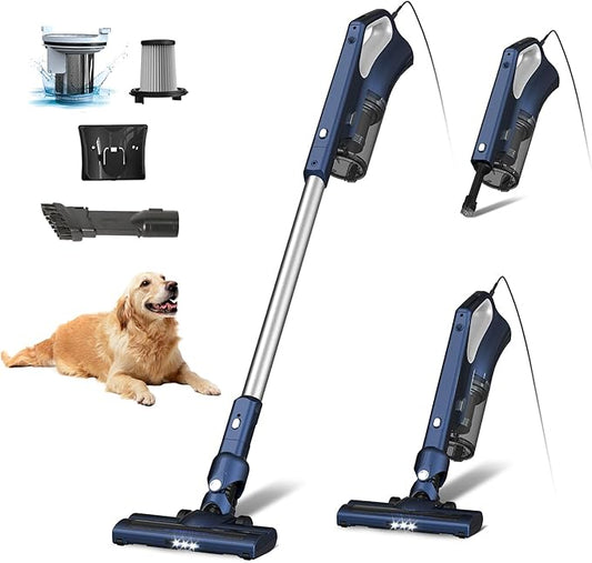 Sancorp Corded Stick Vacuum Cleaner for Home Pet Hair, 600W 16.7Ft Cable Ultra-Lightweight Vacuum Cleaner with Powerful Suction for Carpet Tile and Hard Floor Handheld Vac(VA002)