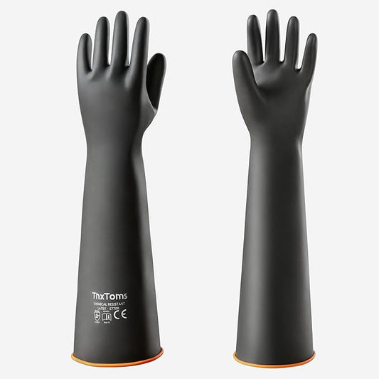 ThxToms Chemical Resistant Gloves,Long Heavy Duty Gloves,Puncture Resistant, Resist Acid,Oil,Alkali, Waterproof for Industrial Cleaning,Gardening,22", 1 Pair
