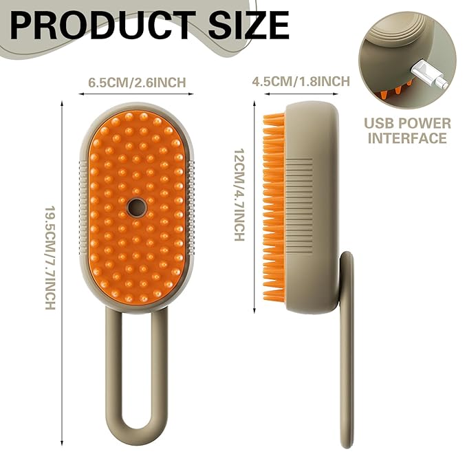 MCDZZHSTBD Steamy Pet Brush - Convenient Hair Removal, Easy Collection, Massage Function - Ideal Steam Brush for Cats! (White+coffee)