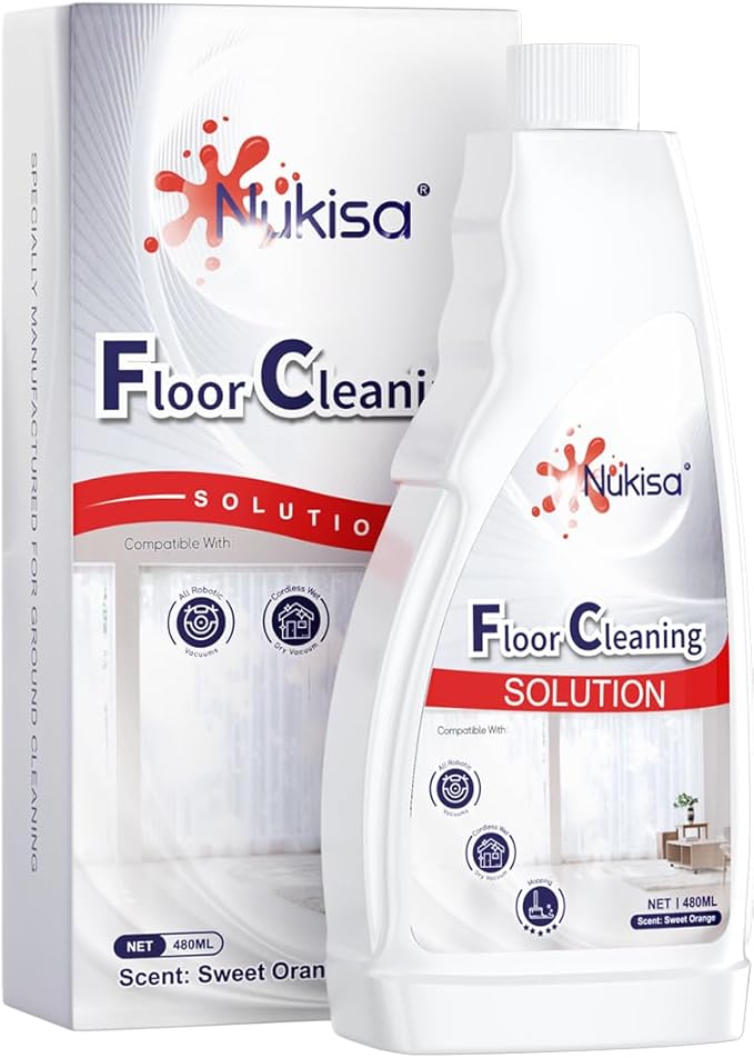 Nukisa Sweet Orange Scent Floor Cleaning Solution Compatible With Roborock Robot Vacuum And Mop Cleaner， Deep Cleans For Multiple Hard Floors, Suitable With All Robot Vacuums With Mopping (1 Bottle)