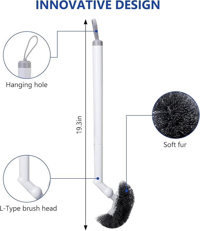 GENERIC Long Handle Toilet Brush Portable Bathroom Cleaning Brush,Assembled,Wall Mounted,No Dead Angle Cleaning,Household Cleaning(Gray)