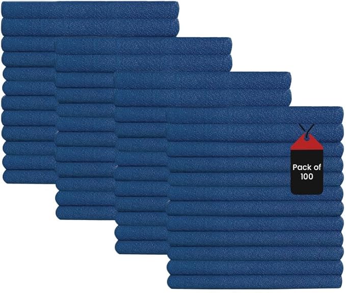Premium Blue Huck Towels – (100 Pack) 15 x 27 inches 100% Cotton Bulk Towel for General Cleaning, Auto Shop, and Hospital Use, Super Absorbent, Machine Washable Cloth