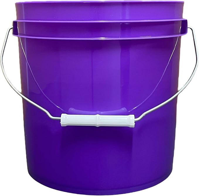 House Naturals 2 Gallon Purple Food Grade BPA Free Made in USA Bucket with Screw On Lid - Pack of 3 (White lids)