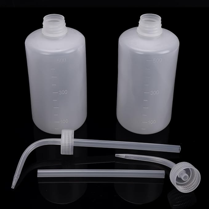 DEPEPE 6pcs 500ml Plastic Safety Wash Bottles - Lab Squeeze LDPE Squirt Tattoo Bottle With Narrow Mouth and Scale Labels (17oz x 6)