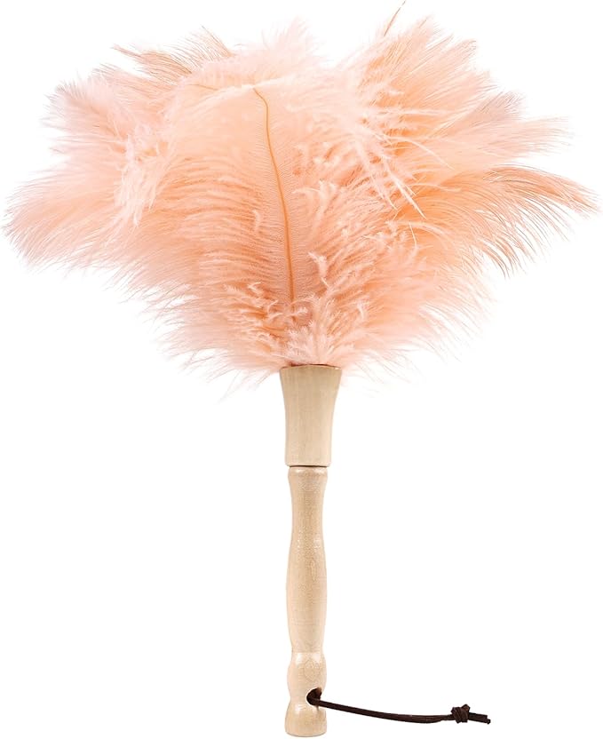 MehelloFeather Ostrich Feather Duster 12 Inch Handheld Duster Supplies, Wooden Handle Feather Duster for Cleaning Keyboard Home Car Office (Champagne)