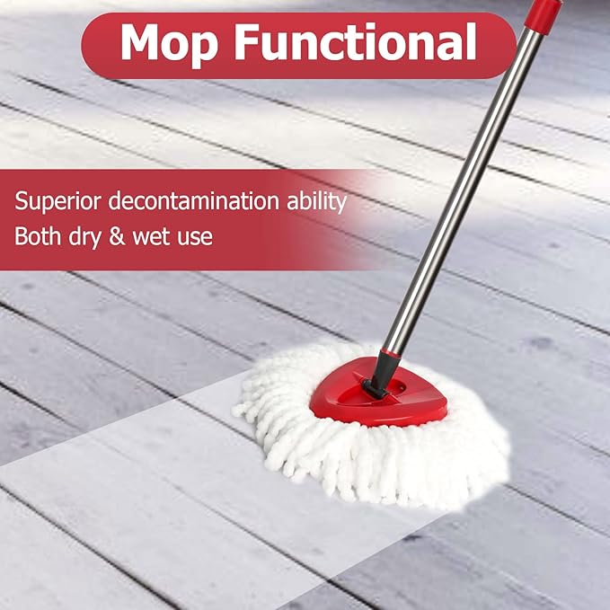 O-Cedar Spin Mop Replacement Head Set with Base and 30" to 58" Handle, Combo Set Includes 4 Pack Mop Refills