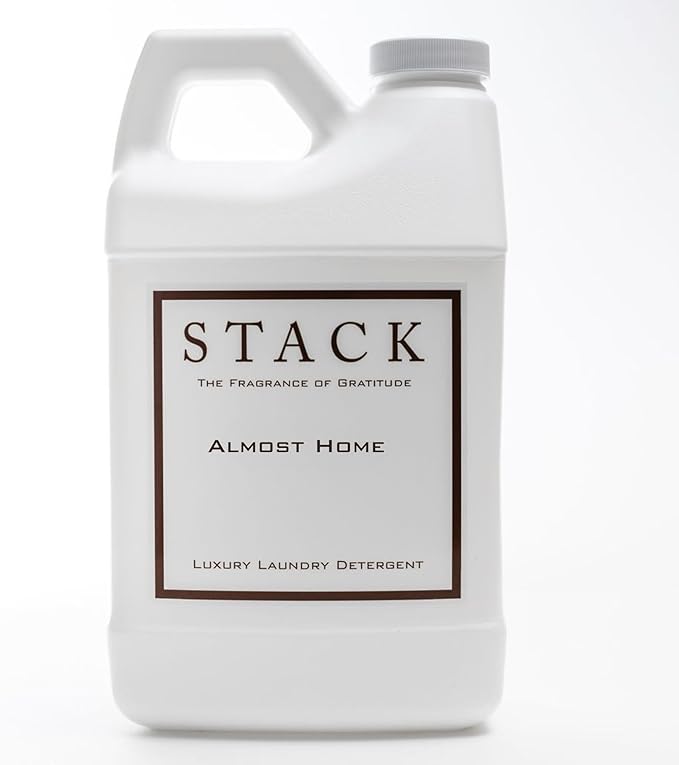 STACK Almost Home Luxury Laundry Detergent - Premium Scented Laundry Detergent for HE & Standard Washers - Infused With Wild Jasmine, Suede, & Musk - Dye Free Gentle & Effective Cleaning - 64 oz