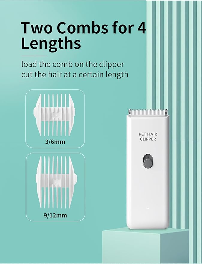 Grimgrow Dog Cat Home Hair Waterproof Clipper Portable Electric USB Rechargeable Pet Grooming Tools Low Noise Shaver Cordless Trimmer for Small and Large Pets