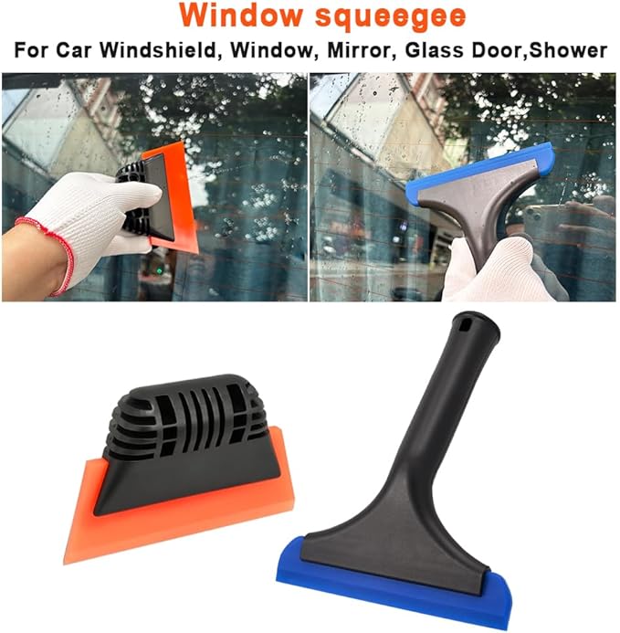 Cotonlake 6" Small Silicone Squeegee 5-inch Handy Small Rubber Window Shower Squeegee Auto Water Blade for Car Windshield, Window, Mirror, Glass Door, Ice Snow Removal Scraper Tool (Blue and Orange)