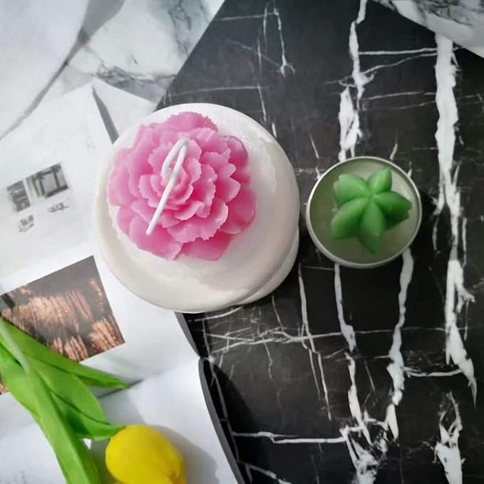 3D Carnation Candle Mold Flower Silicone Mold for Soap, Fondant, Cake Decorating, Chocolate, Candy,Ploymer Clay, Mother's Day Gift