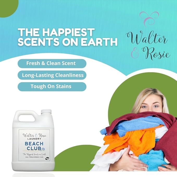 Walter & Rosie Beach Club Luxury Laundry Detergent - Park Inspired Scent with Green Notes & White Jasmine - Highly Fragrant Laundry Detergent - The Happiest Detergent on Earth - 128 Oz