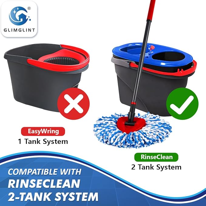 Mop Replace Heads Compatible for O Cedar 3 Pack, Spin Mops Refill Head Replacement for RinseClean 2-Tank System, Machine Washable, Suitable for Hard-surfaced Floors Cleaning