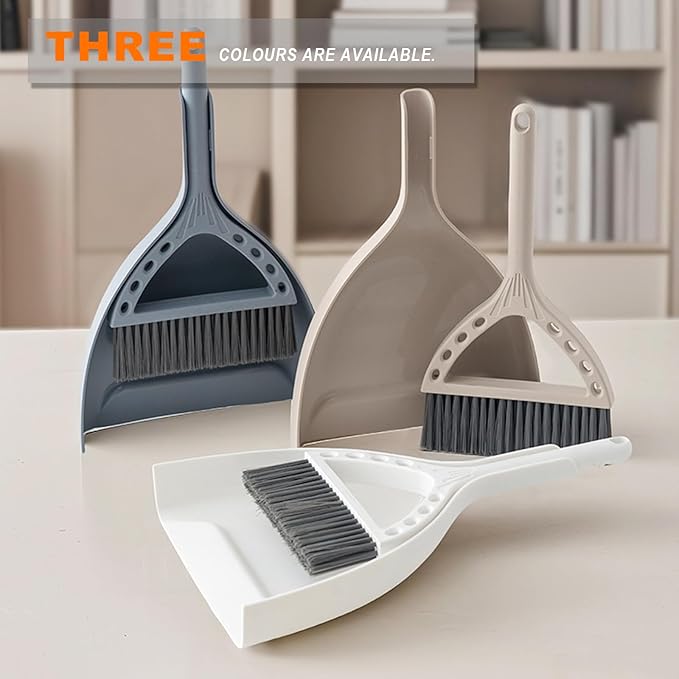 BSMstone Mini Broom and Dustpan Set Small Dust pan and Brush Set Perfect for Desk Office Camping Dorm RV Essentials (White)