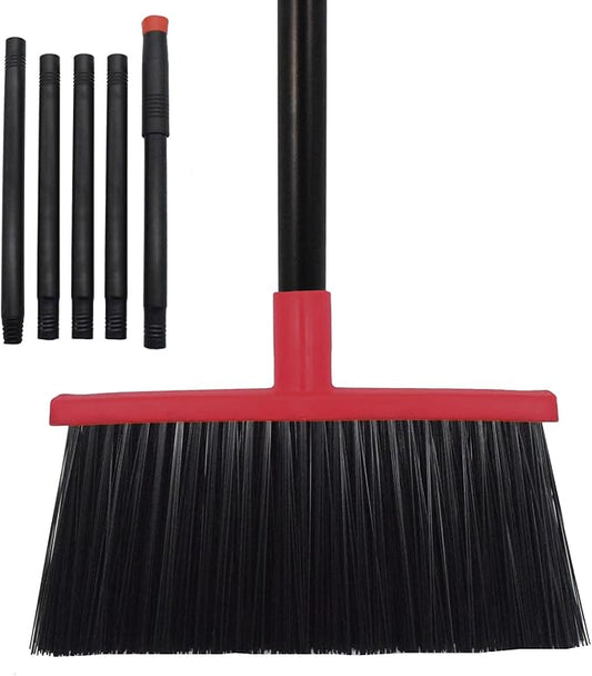 Xifando Heavy-Duty Adjustable Angle Broom with 56" Steel Handle - Ideal for Home, Garage, Kitchen, Bathroom, Office, and Outdoor Use - Durable & Efficient Cleaning Tool for Hard Floors (Red)