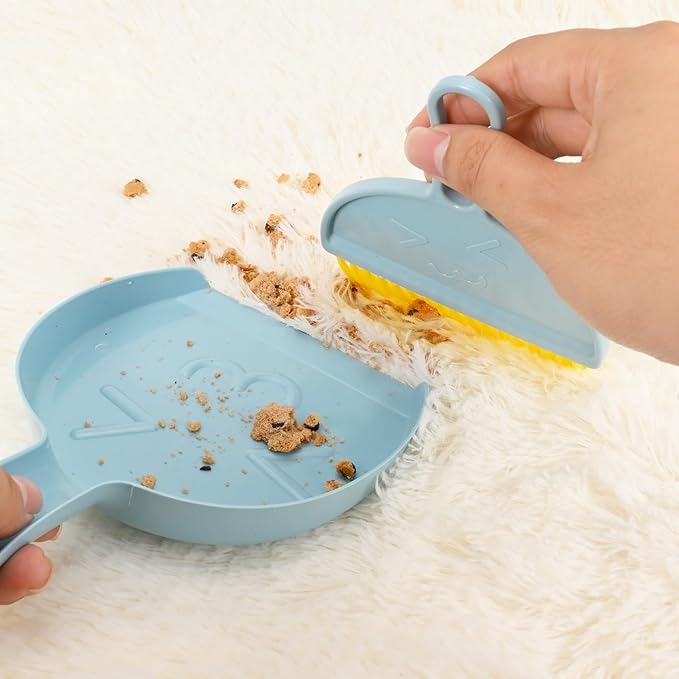 Shaloxar Small Broom and Dustpan Set,mini Compact Portable, for Home, Sofas, Kitchen countertops, Storage Shelves, Office desks, bathrooms, and pet Areas (Blue)