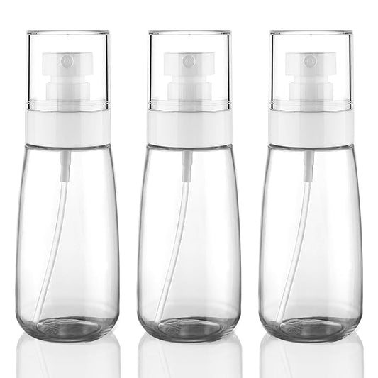 Cosywell Fine Mist Spray Bottle TSA Approved 3.4oz 100ml 3 Pack Empty Cosmetic Refillable Travel Containers Plastic Spray Bottle for Perfume Essential Oils Toners Rose Water Cosmetics (3Clear)