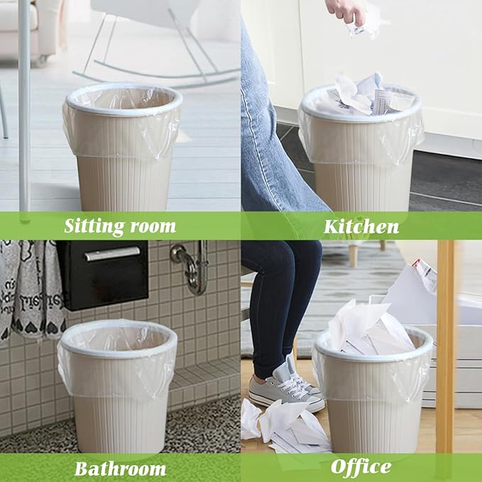 4 Gallon 220 Counts Strong Trash Bags Garbage Bags, Bathroom Trash Can Bin Liners, Small Plastic Bags for home office kitchen, fit 12-15 Liter, 3,3.5,4.5 Gal, Clear