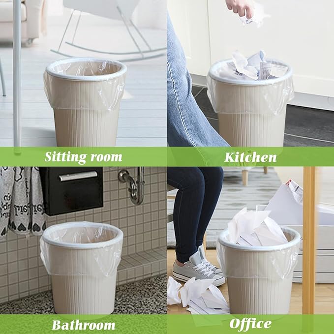 Teivio 3 Gallon 180 Counts Strong Trash Bags Garbage Bags, Bathroom Trash Can Bin Liners, Small Plastic Bags for Home Office Kitchen Kitchen, Clear