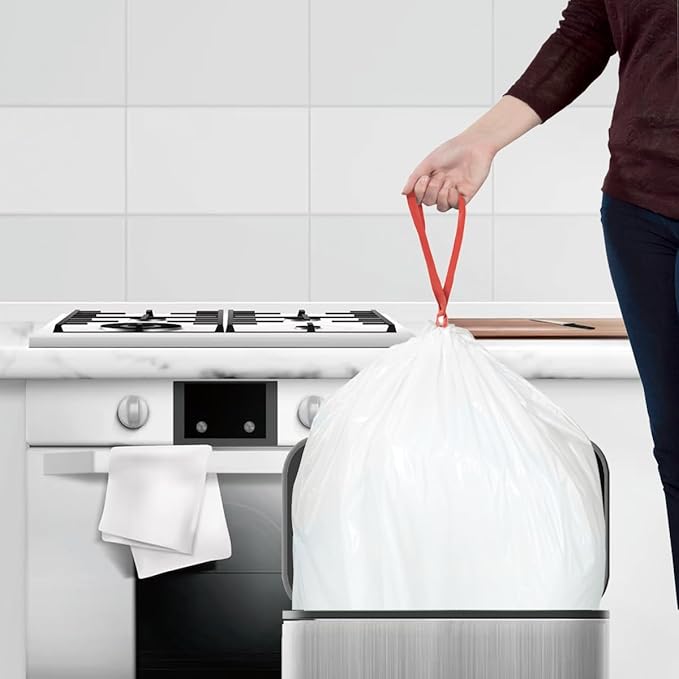 8-10 Gallon Trash Bags Drawstring, 600 Count, White & Unscented Garbage Bags Multi-purpose for Business Home Bathroom Kitchen Commercial and Industrial