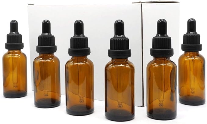 YIZHAO Amber Glass Dropper Bottle 1oz, Tincture Bottles with Glass Dropper, for Essential Oils, Aromatherapy, Cosmetic, Laboratory, Pharmacy, Liquids, Travel –24 Pcs