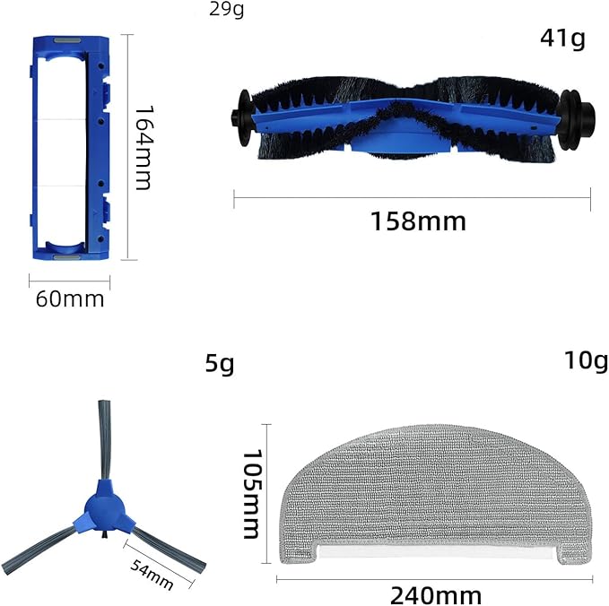 HMHAMA Robot Vacuum Cleaner Replacement Parts for Eufy G40 G40 Hybrid+ Accessories Kit with 8 Side Brushes