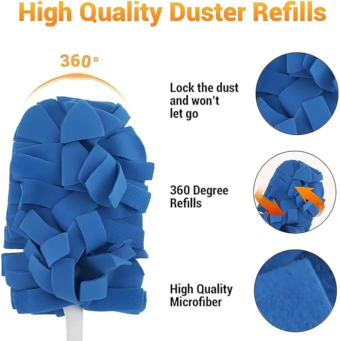 360° Electrostatic Duster Refills — The Sustainable Choice for a Dust-Free Home, Washable Reusable Duster Pads with Microfibers, Heavy Duty Dusters for Cleaning (Refill Pack (5 Pcs))