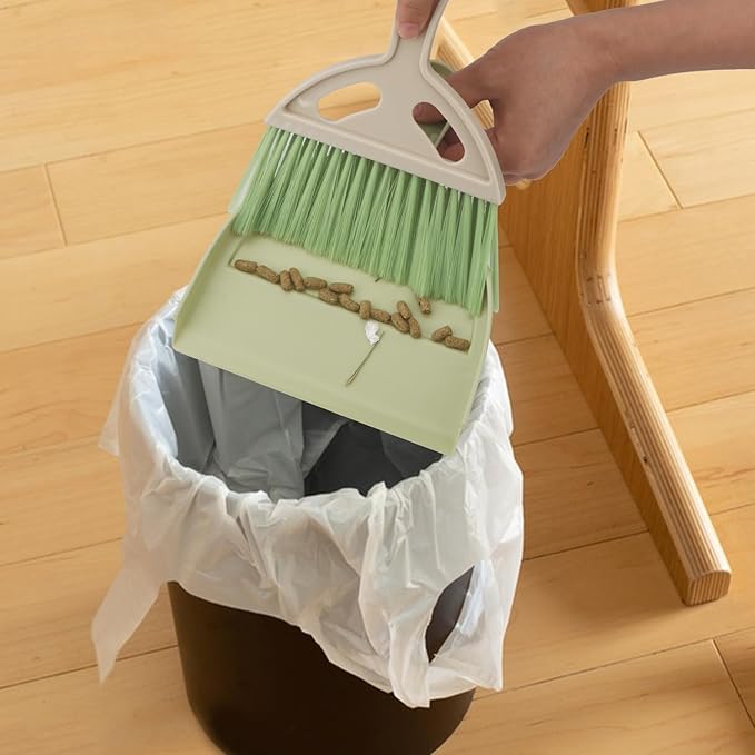 Brosay Mini Dustpan and Brush Set Portable Small Broom with Dust Pan Handheld Hangable Whisk Broom and Dust Pan for Home, Kitchen, Table, Office, Car 1 Pcs (Green)