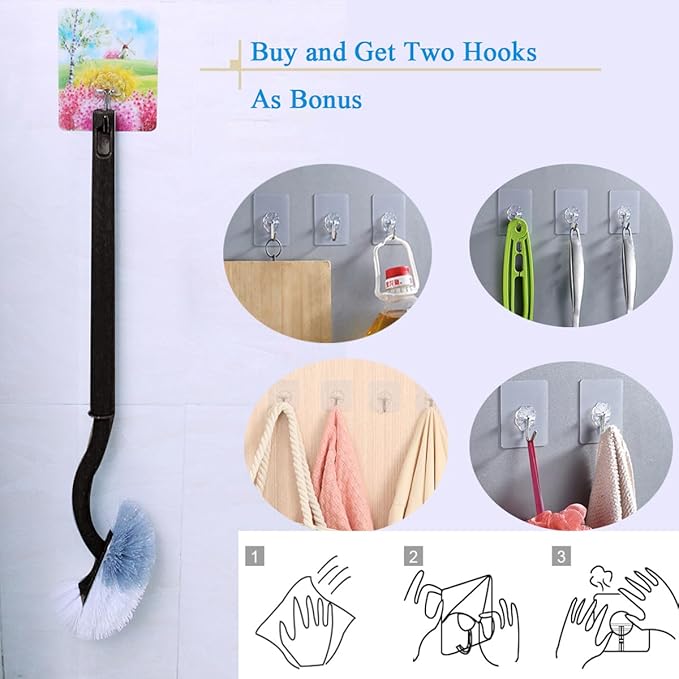 Ryhiac 2 Pack Curved Toilet Bowl Brush Without Holder for Bathroom, Compact Toilet Brush Durable Under The Rim Household Deep Cleaning Brushes (Black Toilet Brush Without Holder)
