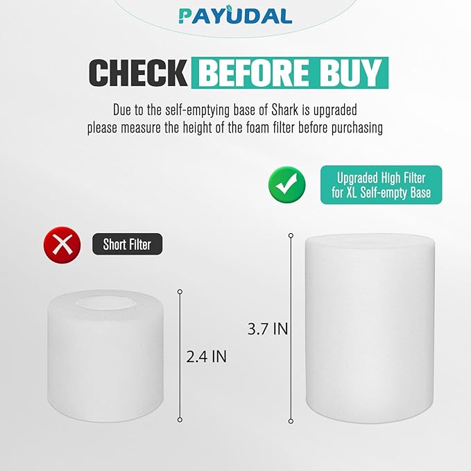 PAYUDAL AV2511AE Foam Filter for Shark AV2511AE AV2501AE RV2502AE AV2501S RV2610WA RV2610WD AI Robot Vacuum Cleaner
