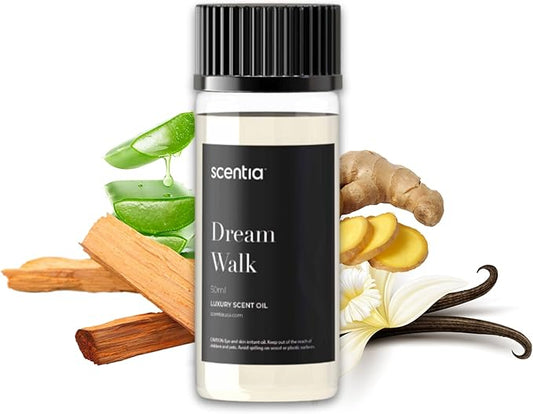 Scentia Hotel Diffuser Oil Inspired by The 5-Star Hotel Scent - 50 ml 1.69 fl oz - Fragrance Oil Blend White Tea, Cedarwood & Amber Notes for Aromatherapy Diffusers and Humidifiers - Dream Walk