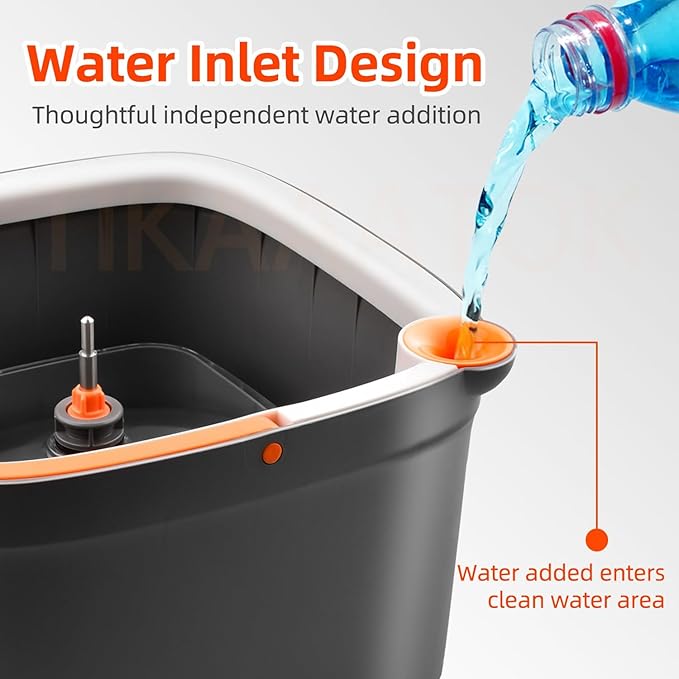 KZKR Spin Mop and Bucket Set with 10 Replaceable Microfiber Mop Pads with Self Separation Dirty and Clean Water System, Self Wringing 360° Rotating Square Mop Head for Hardwood Tile Marble Floors
