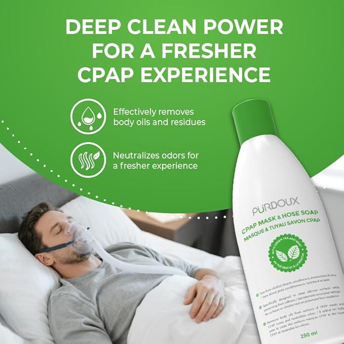 Purdoux CPAP Mask & Hose Soap Unscented(Pack of 3 Bottles, 250ML /8.4OZ Green Tea-Mint)-CPAP Supplies, CPAP Accessories, CPAP Soap Cleaner for CPAP Machine