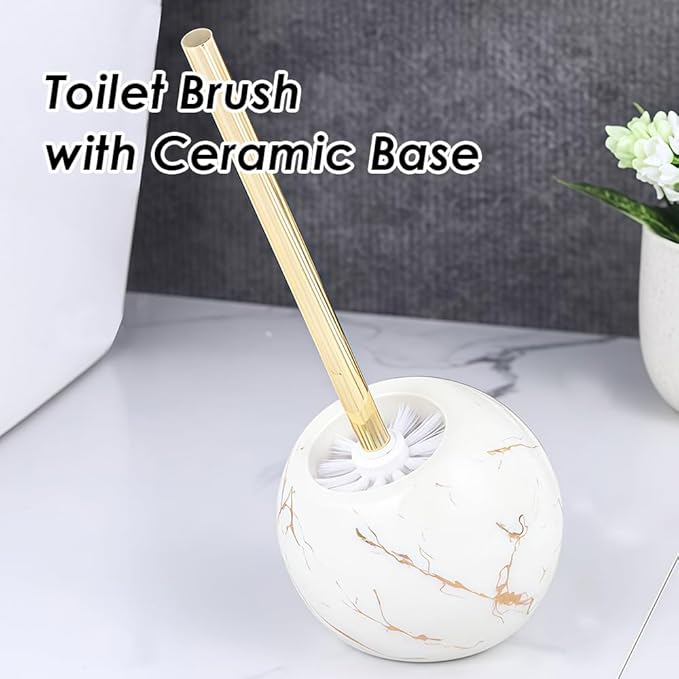 Toilet Brush and Holder Set - Toilet Bowl Brush and Holder with Sturdy Bristles Bathroom Accessories Toilet Cleaner Brush for Bathroom (White)