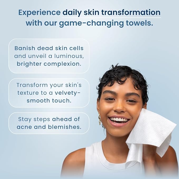 Clean Skin Club Clean Towels XL® Supreme, 100% USDA Biobased Face Towel, Disposable Face Towelette, Eczema Association Accepted, Makeup Remover Dry Wipes, Ultra Soft, 1 Pack, 50 Ct