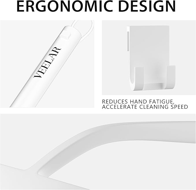 VEELAR Shower Squeegee for Shower Glass, Bathroom Glass Cleaning Tool with Hook Mount, Squeegee for Glass Doors, Window Cleaning, Tile Shower Walls (White)