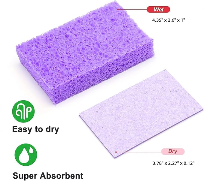 24 - Pack Non-Scratch Scrub Sponges - Sponges for Dishes and Washing Dishes, Cleaning Sponges for Kitchen Home and More（Purple）