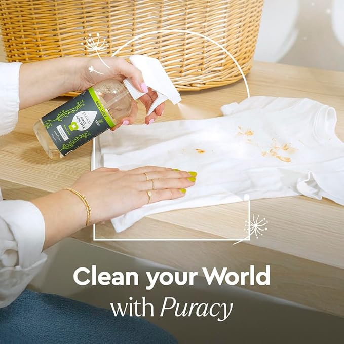 Puracy Stain Remover Spray, Natural Travel and Laundry Stain Cleaner for Clothes, Baby & Kids Stains, Oil & Fabric Spot Cleaner (Unscented, 4 oz)