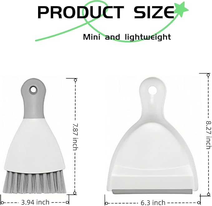 Neecio Mini Dustpan and Brush Set, Small Broom and Dustpan Set Dust Pan and Portable Hand Broom Dustpan and Broom Combo Compact for Desk, Table, Home, Kitchen Necessities