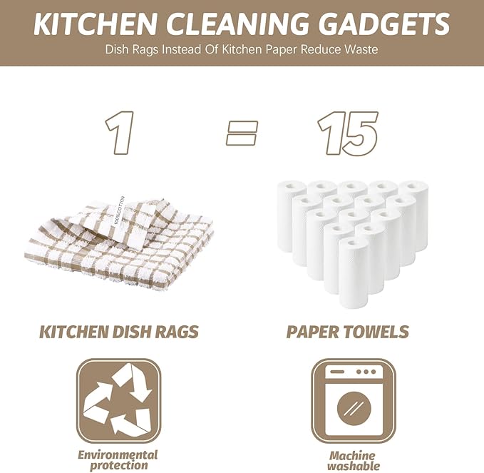 Nialnant 8PCS Dish Cloths,100% Cotton Soft Absorbent Cleaning Rags,Quick Drying Dish Towels for Kitchen,Washing Dishes-Little Yellow-12x12in