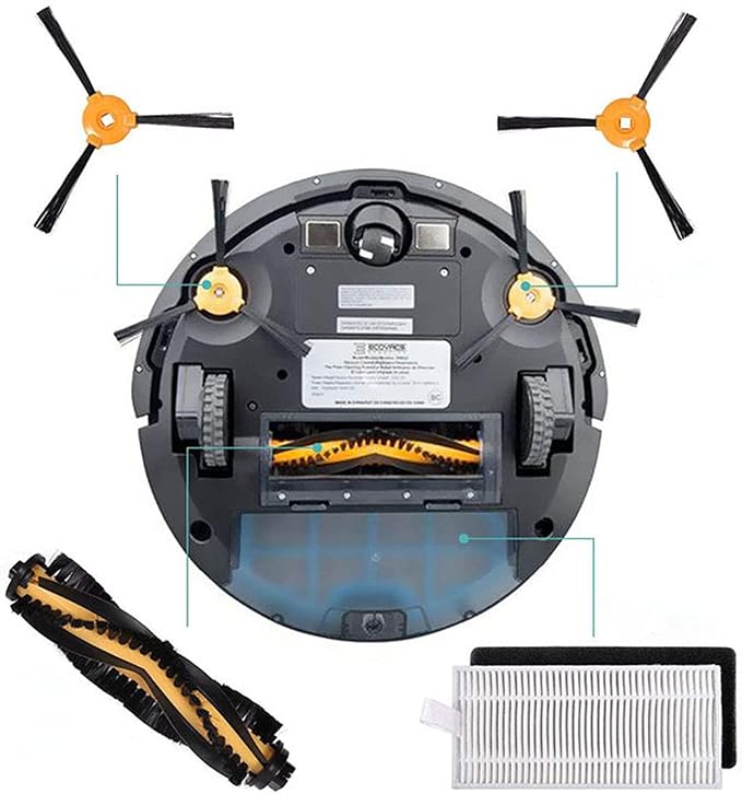 Replacement Parts for Yeedi K600 K700 for Ecovacs Deebot N79 N79s DN622 500 N79w Robotic Vacuum Cleaner Accessories Kit, Includes 1 Main Brushes 6 HEPA Filters 4 Pairs Side Brushes