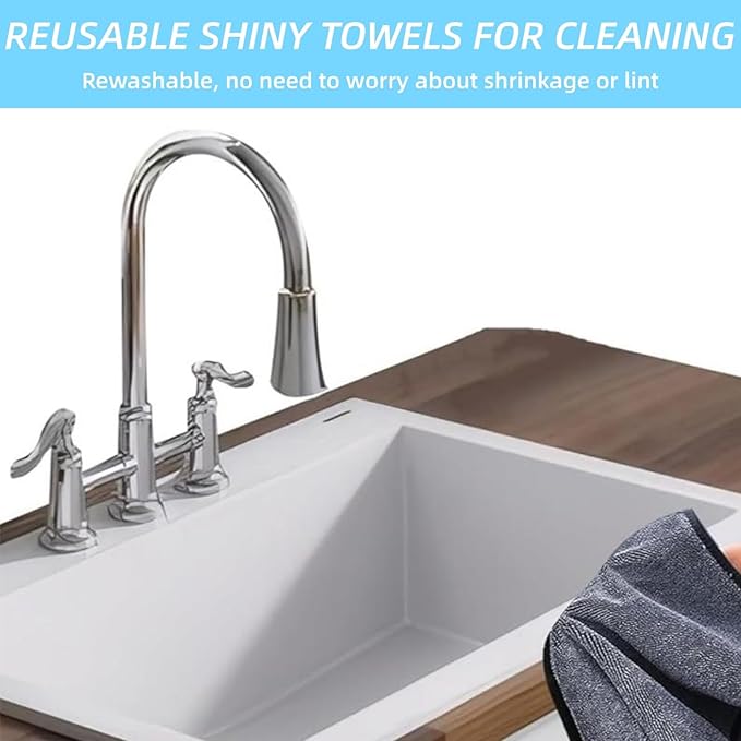 Shiny Wipes Cleaning Cloths 3pcs Replacement Microfiber Towel for Disposable Dust Mop, Super Absorbent Shiny Wipes Shower Cleaning Cloths for Window, Bathroom, Car Mirror, Home (3pcs Squeegee Refill)