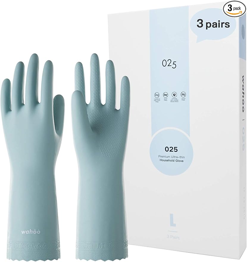 LANON Skin-Friendly Cleaning Gloves, Dishwashing Kitchen Gloves, Reusable, Non-Slip, Small