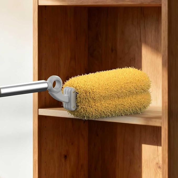 EHOMGUI Long Handle Duster with 2 Replacement Heads, Washable Cleaning Duster Kit with Laundry Mesh Bag, Cobweb Duster, Extendable Dusting Tool for Home and Office