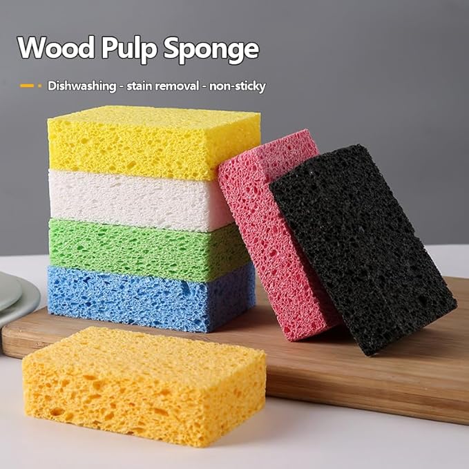 24 - Pack Non-Scratch Scrub Sponges - Sponges for Dishes and Washing Dishes, Cleaning Sponges for Kitchen Home and More（Pink）