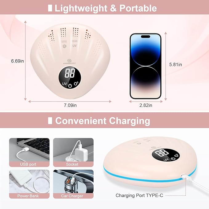 Ozone Machine Eliminator for Strong Odor, Portable Ozone Generator Odor, Rechargeable 10000mAh Odor Eliminator, For Car, Bedroom, Toilet, Kitchen, Smoke, Pet Odor Removal